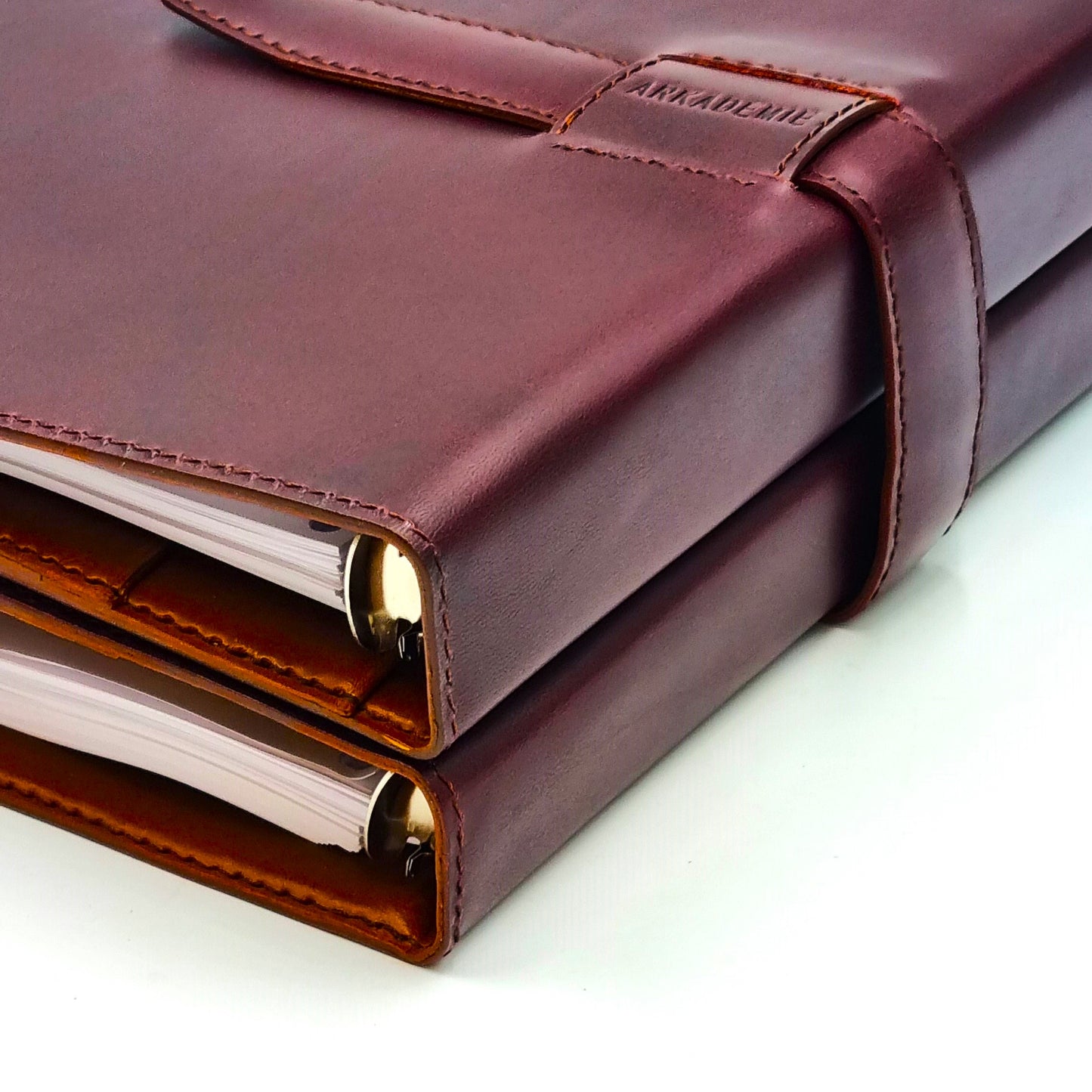 HERITAGE A5-P BUTTERO Leather 6-Ring Binder Folder, Burgundy