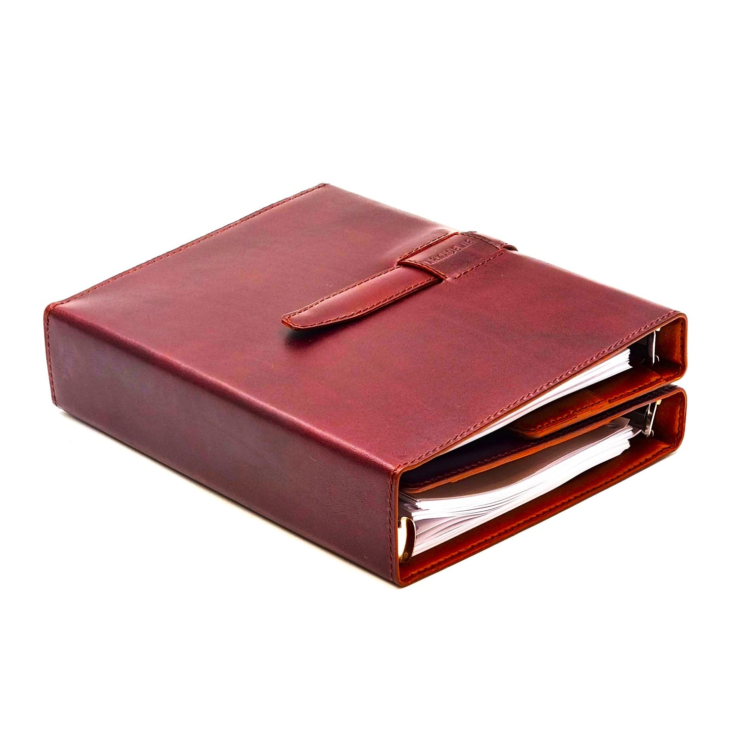 HERITAGE A5-P BUTTERO Leather 6-Ring Binder Folder, Burgundy