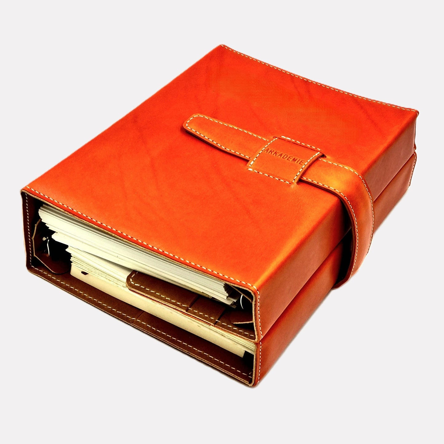 HERITAGE A5-P BUTTERO Leather 6-Ring Binder Folder, Orange