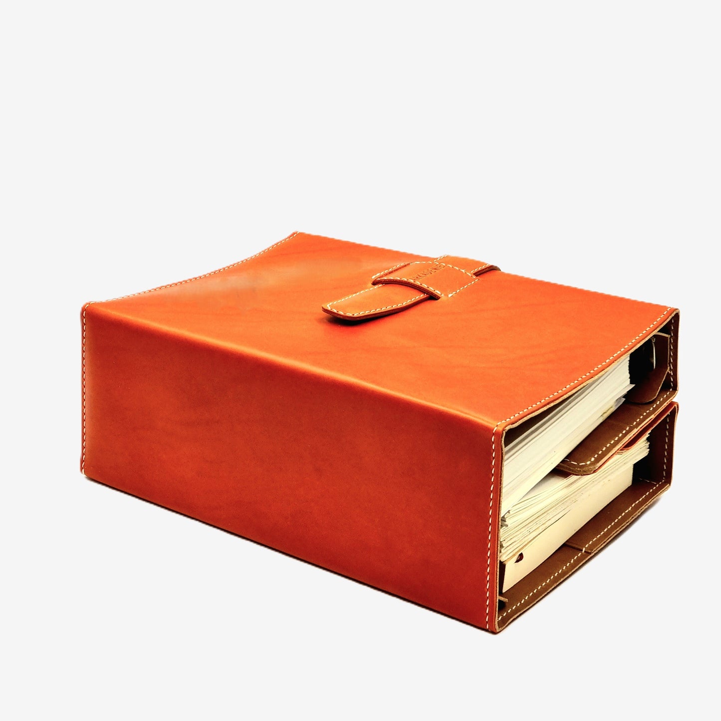 HERITAGE A5-P BUTTERO Leather 6-Ring Binder Folder, Orange