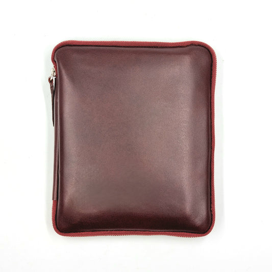 ARKADEMIE A6 BUTTERO Leather Zipper Pen Case, Burgundy