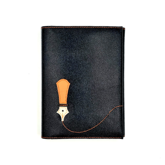 ARKADEMIE EPSOM Leather Ring Binder Cover, Navy