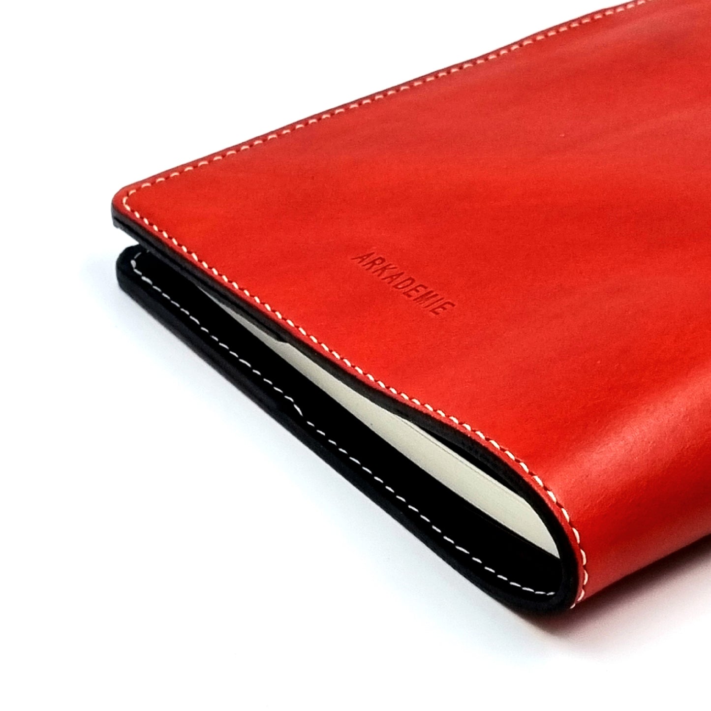 ROHE II A5-P BUTTERO Leather Notebook Cover, Red & Black