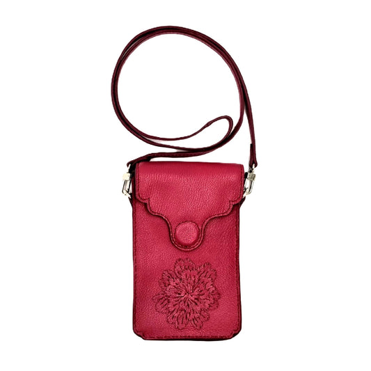 Studio Arkademie MING PEONY Women's Cross Body Pouch, Burgundy