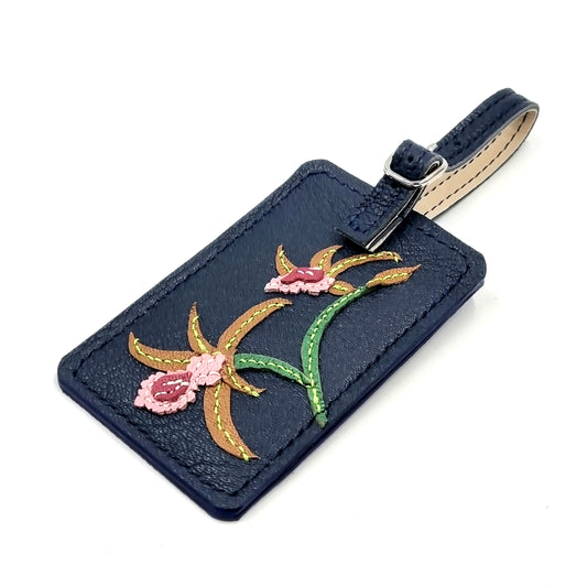 Studio Arkademie SG60 ORCHID GO Leather Luggage Tag, Navy Blue