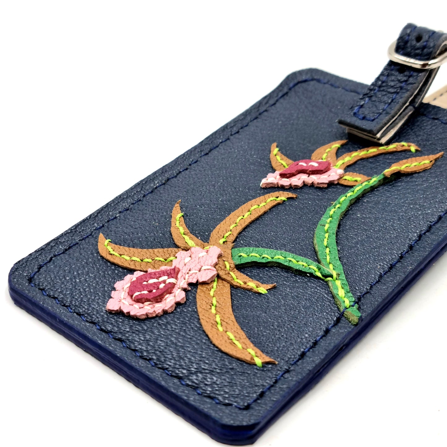 Studio Arkademie SG60 ORCHID GO Leather Luggage Tag, Navy Blue