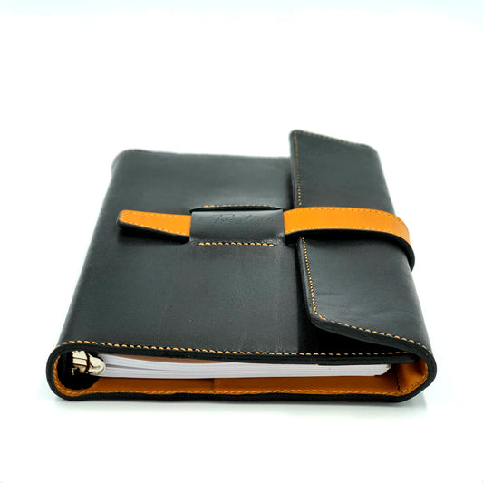HERITAGE A5 Portrait Ring-Planner Sleeve, Black / Mustard ( Bespoke )