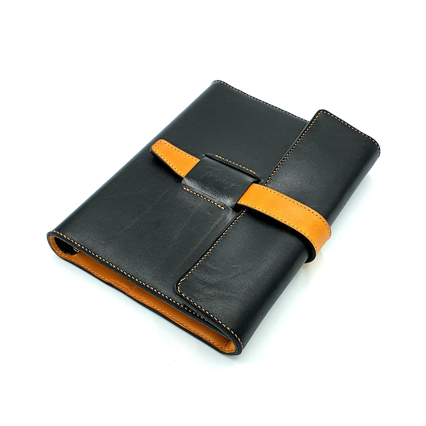 HERITAGE A5 Portrait Ring-Planner Sleeve, Black / Mustard ( Bespoke )
