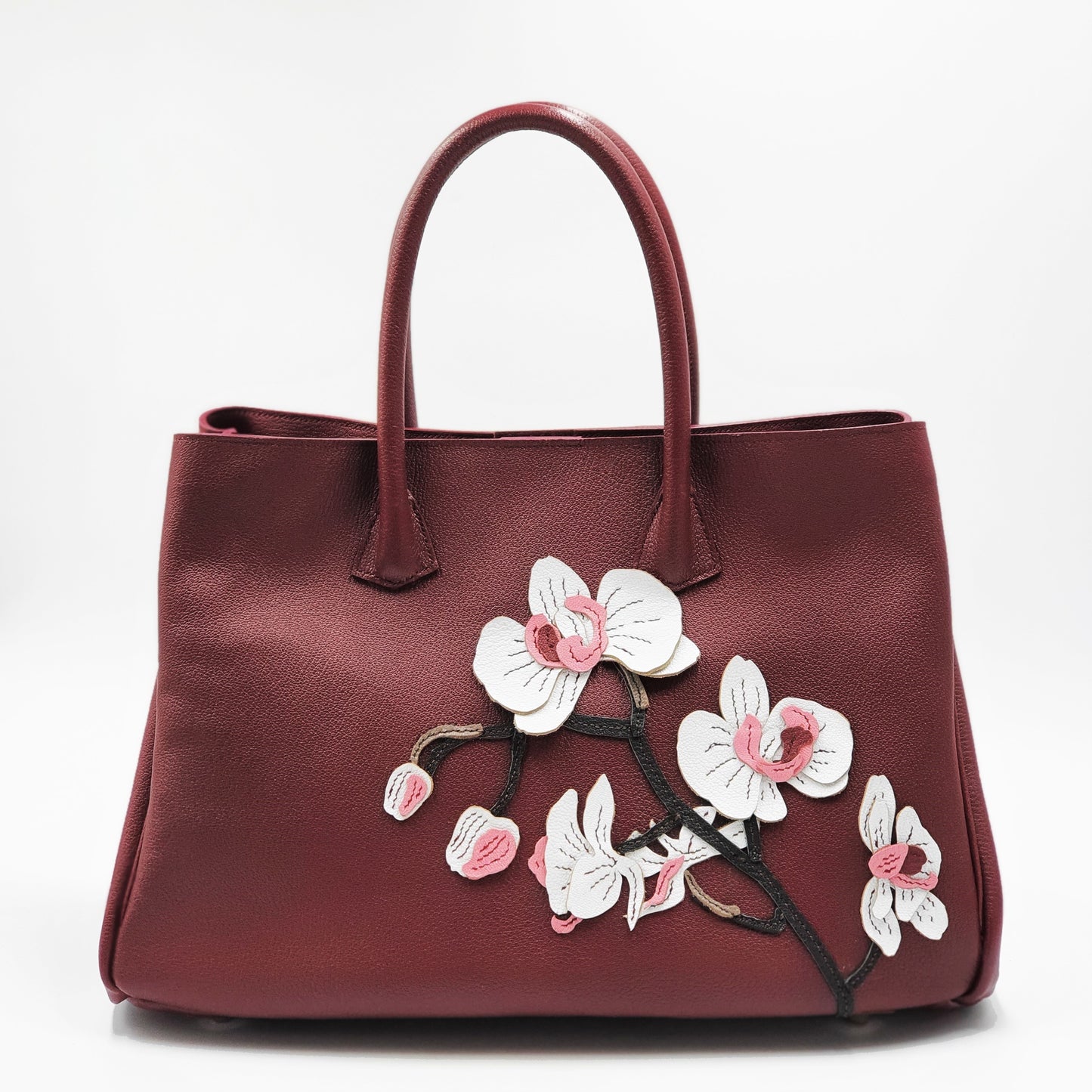 Studio Arkademie ORCHID PH 35 Leather Handbag, Bordeaux