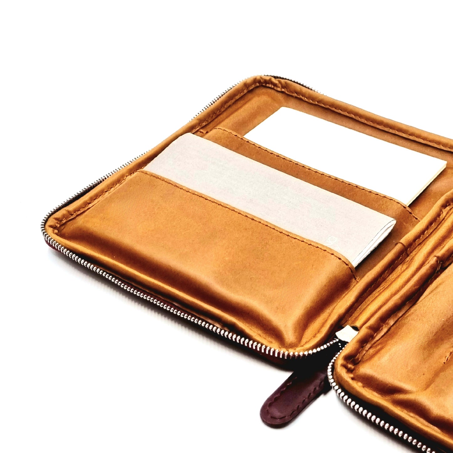 ARKADEMIE A6 BUTTERO Leather Zipper Pen Case, Burgundy