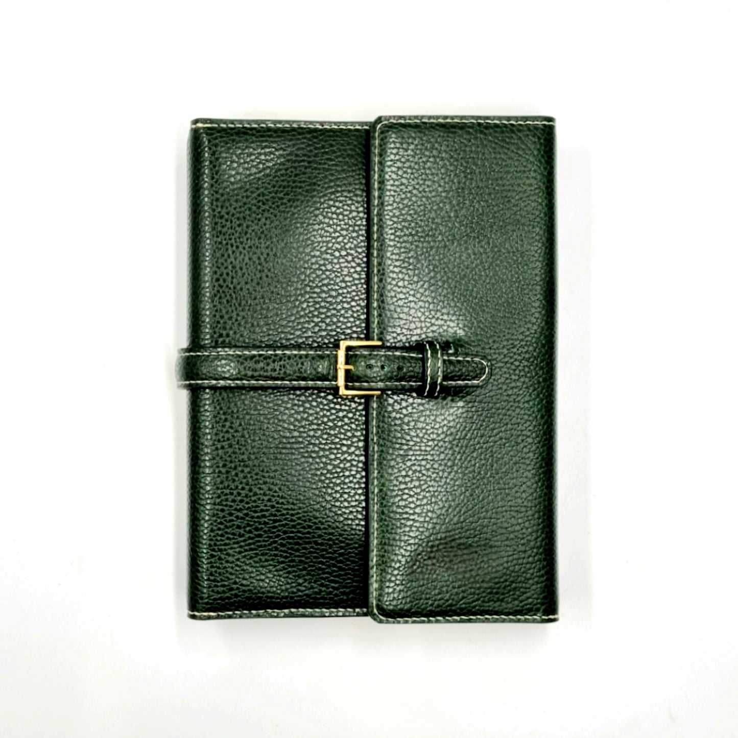 HERITAGE A5-P DOLLARO Leather 6-Ring Binder Folder, Dark Green & Brown