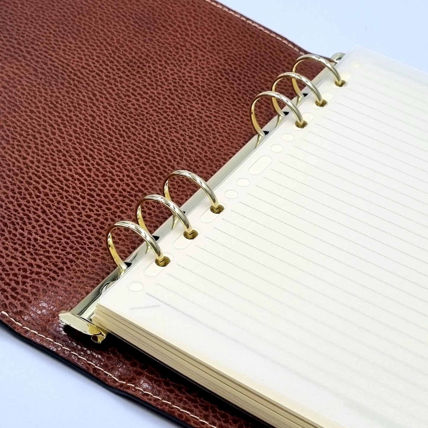 HERITAGE A5-P DOLLARO Leather 6-Ring Binder Folder, Dark Green & Brown