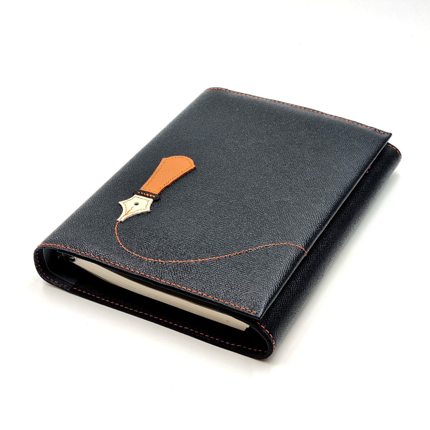 ARKADEMIE EPSOM Leather Ring Binder Cover, Navy