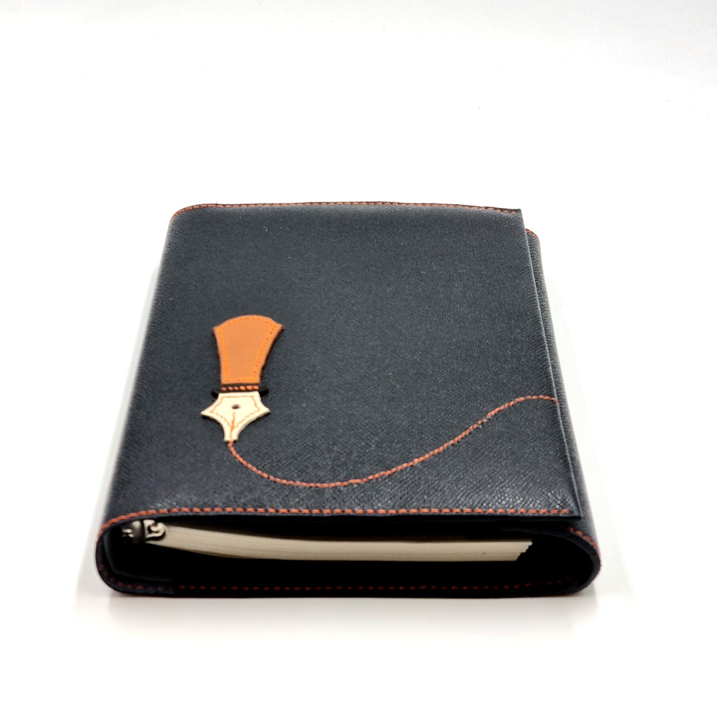 ARKADEMIE EPSOM Leather Ring Binder Cover, Navy