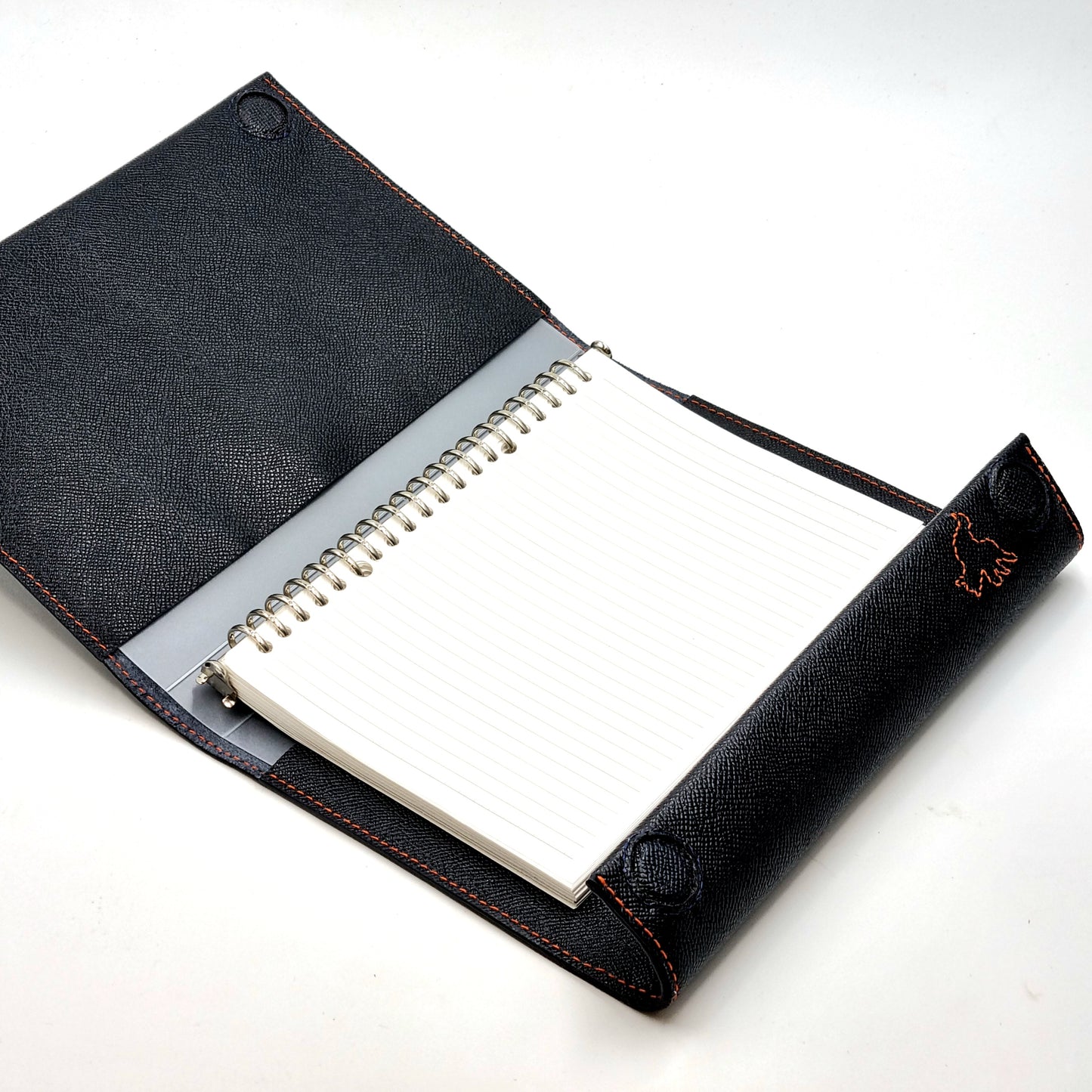 ARKADEMIE EPSOM Leather Ring Binder Cover, Navy