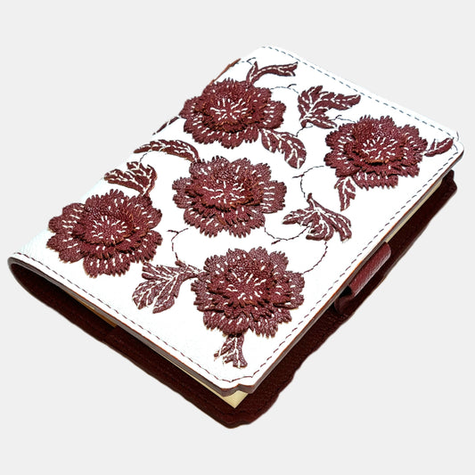 Studio Arkademie MING TEN PEONIES A5 Portrait Notebook Sleeve, Burgundy & White