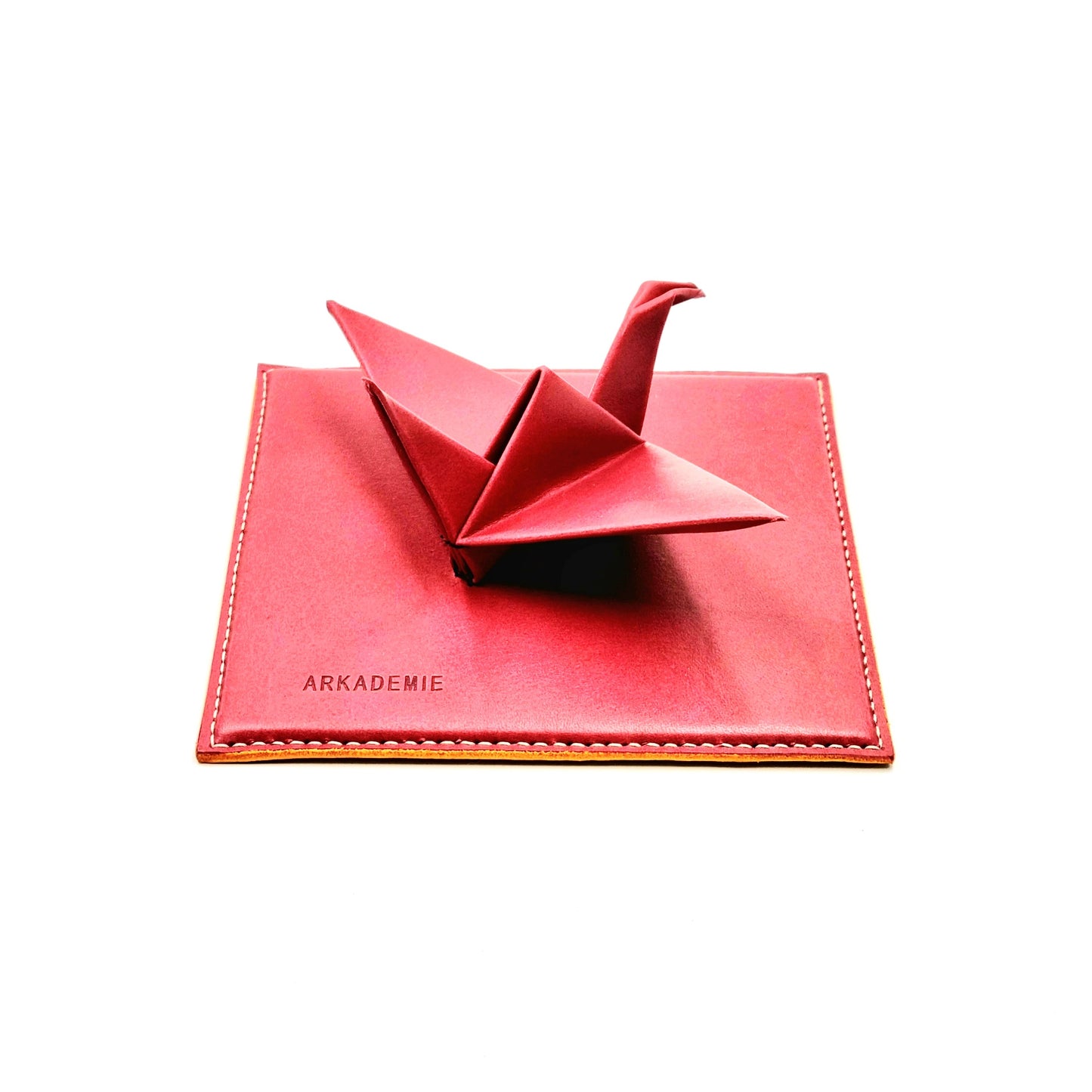 Studio Arkademie ORIZURU Leather Crane Desktop Sculpture with Square Base