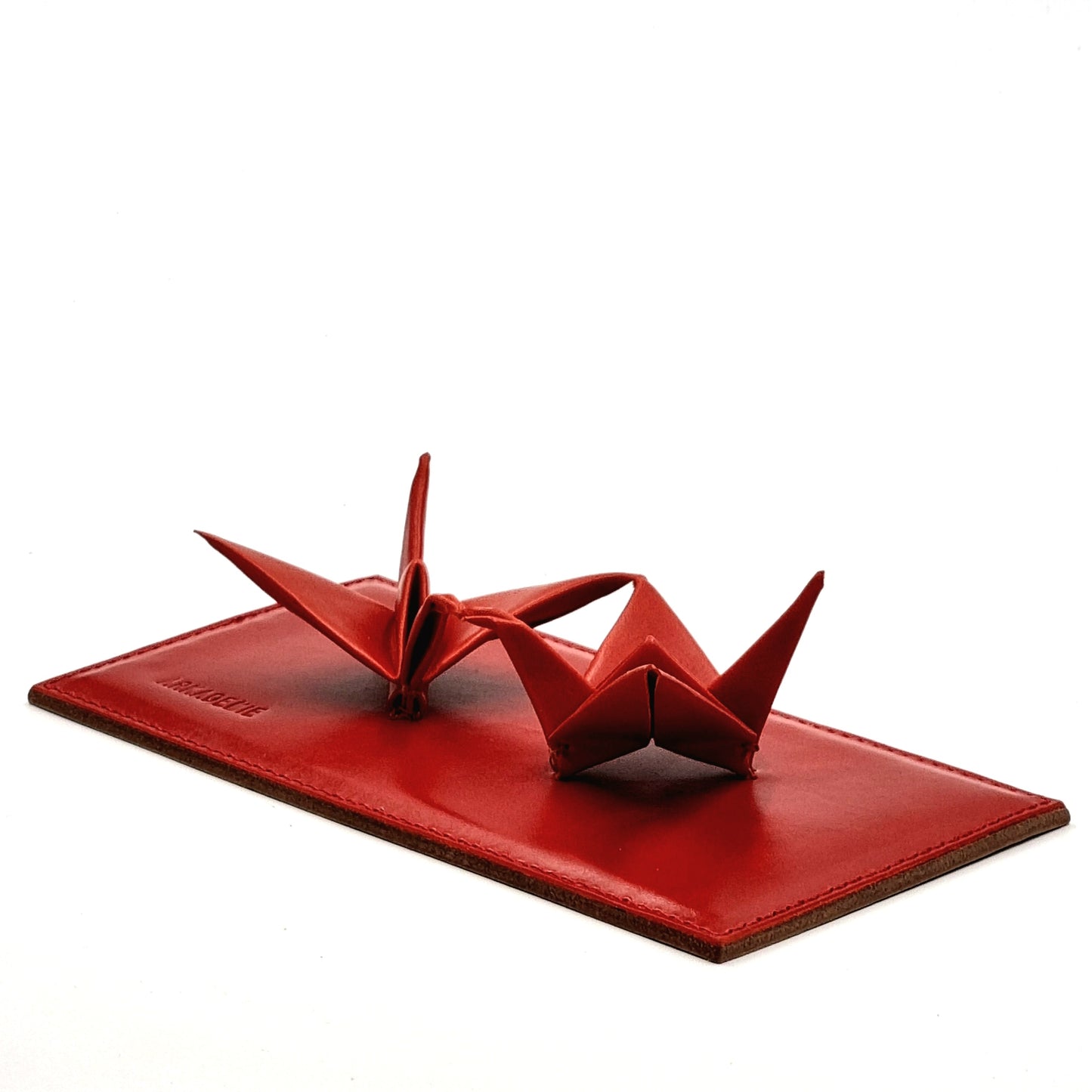 Studio Arkademie RENZURU Leather Twin Cranes Desktop Sculpture