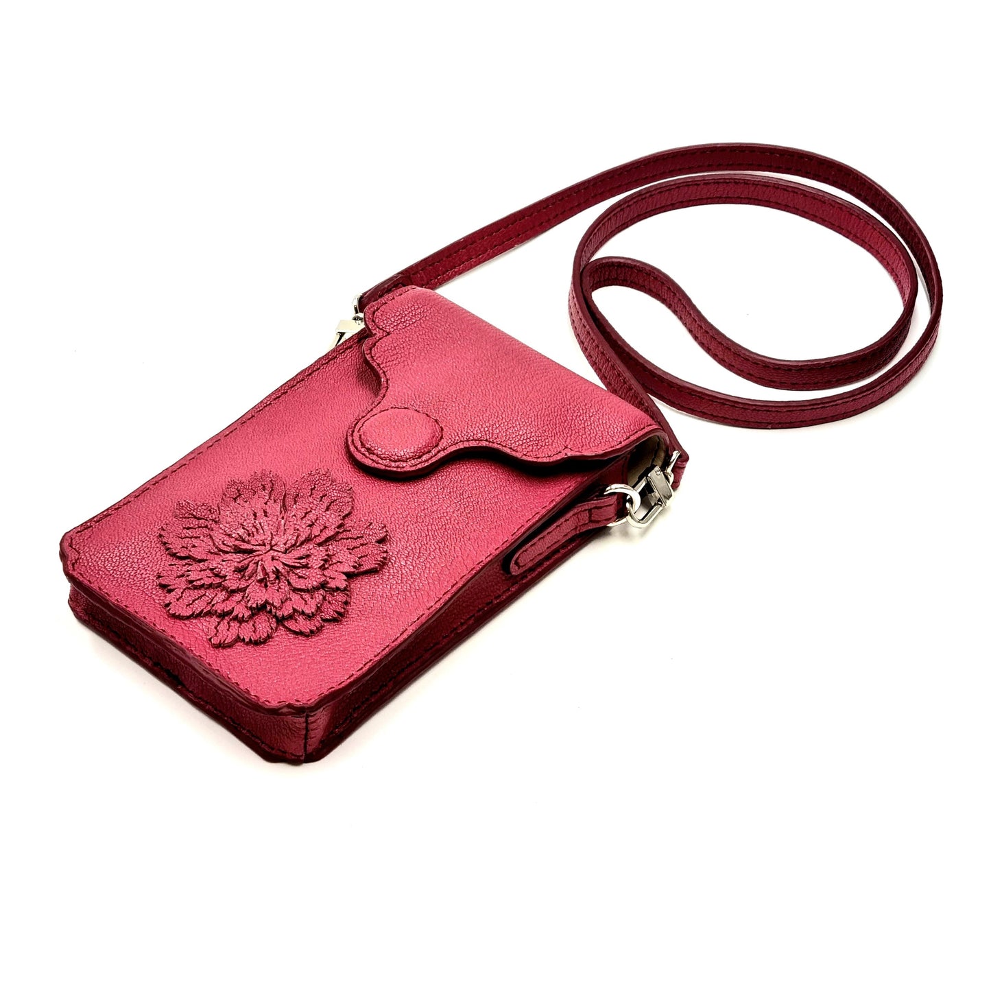 Studio Arkademie MING PEONY Women's Cross Body Pouch, Burgundy