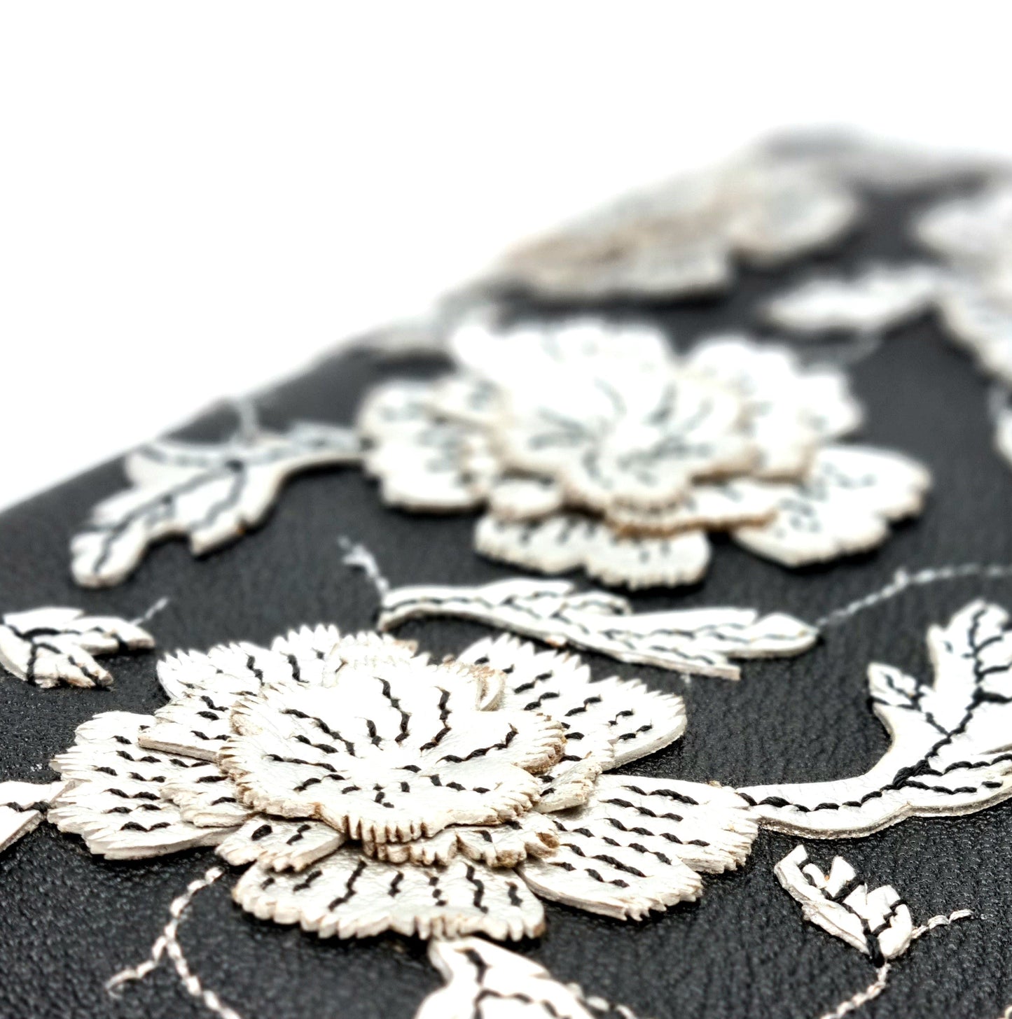 Studio Arkademie MING TEN PEONIES Leather Clutch Purse, Silver & Black