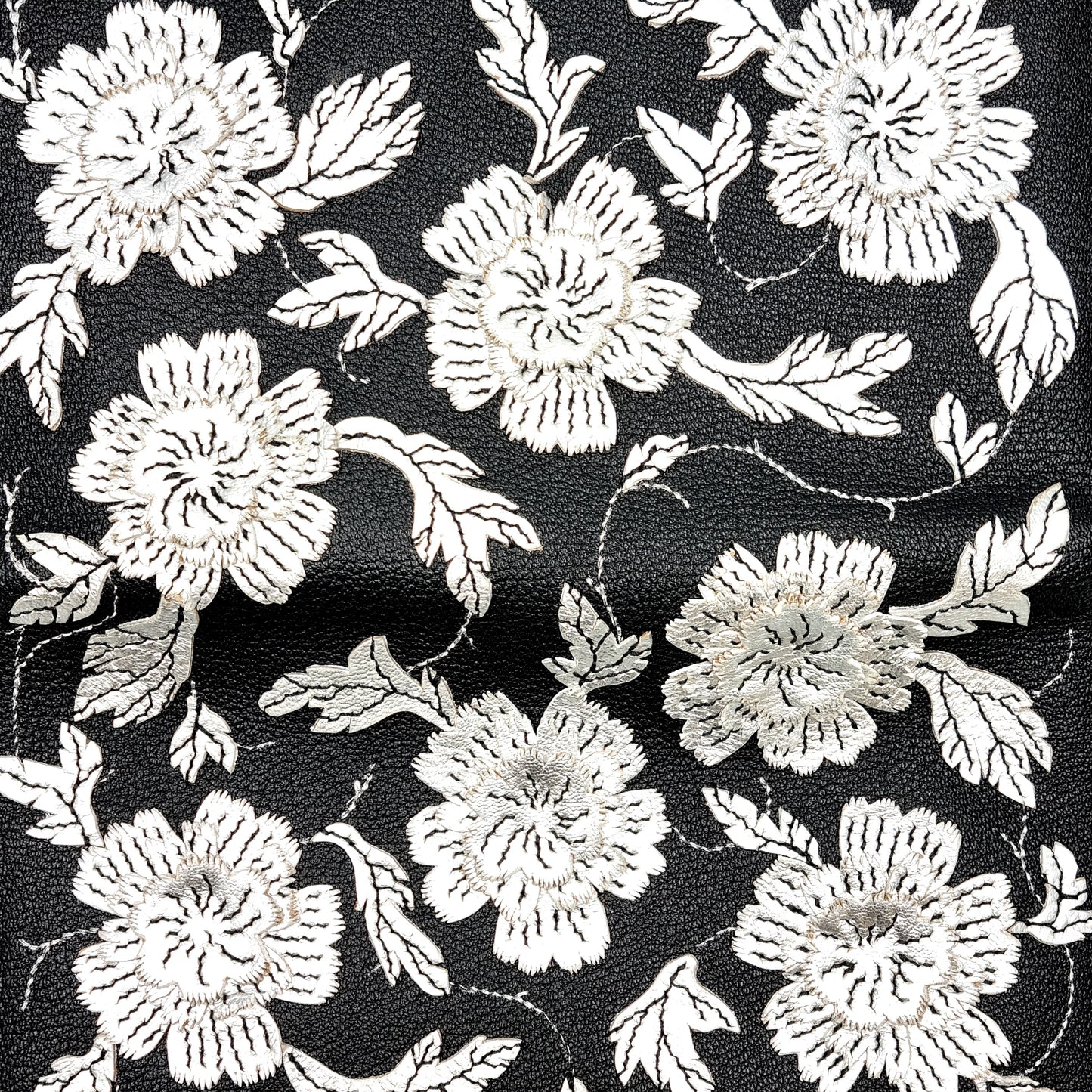 Studio Arkademie MING TEN PEONIES Leather Clutch Purse, Silver & Black