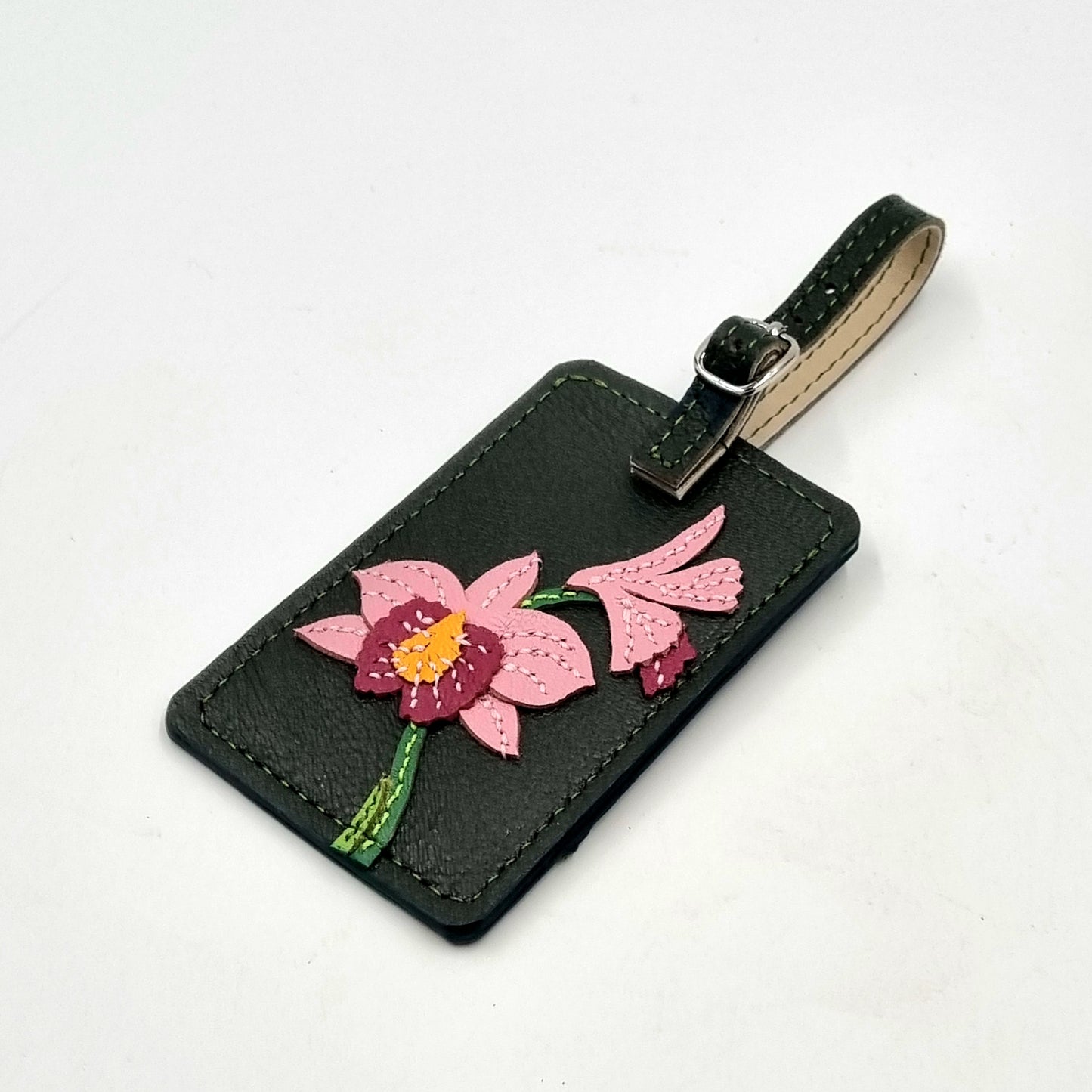 Studio Arkademie SG60 ORCHID BM Leather Luggage Tag, Deep Veridian