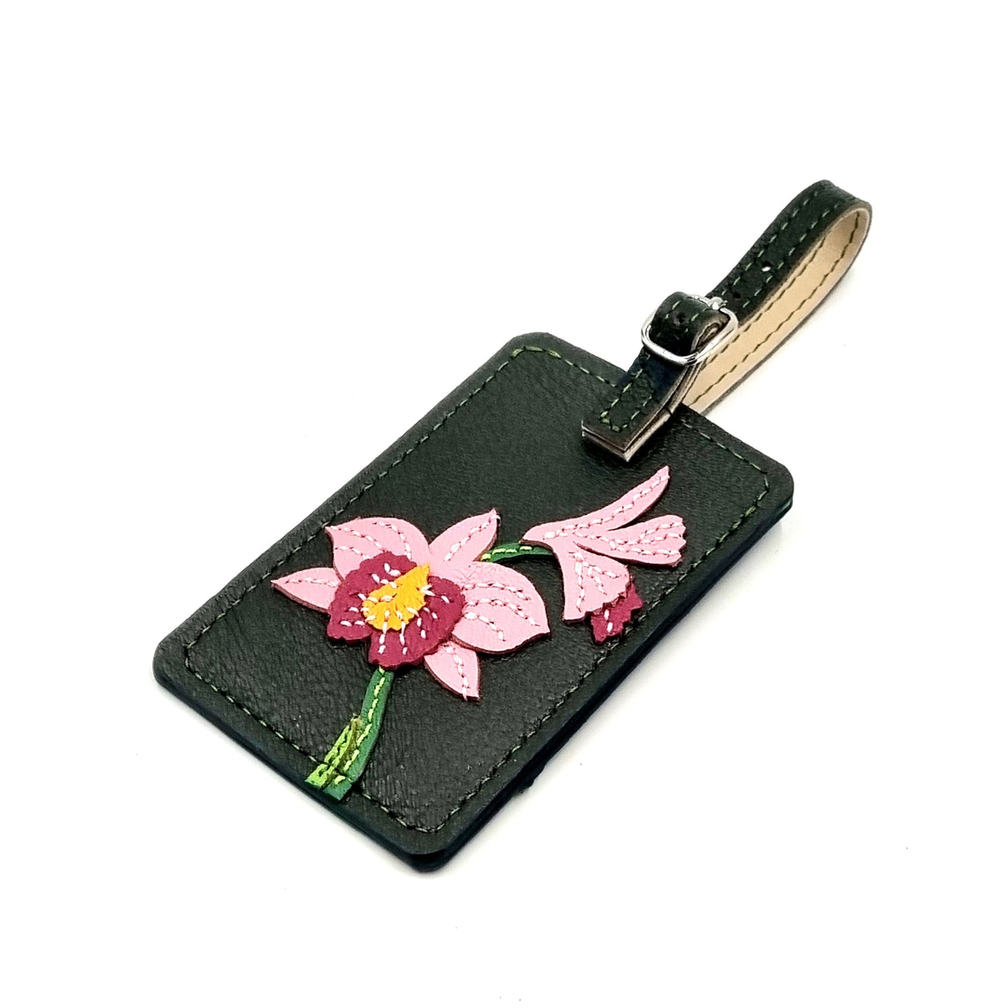 Studio Arkademie SG60 ORCHID BM Leather Luggage Tag, Deep Veridian