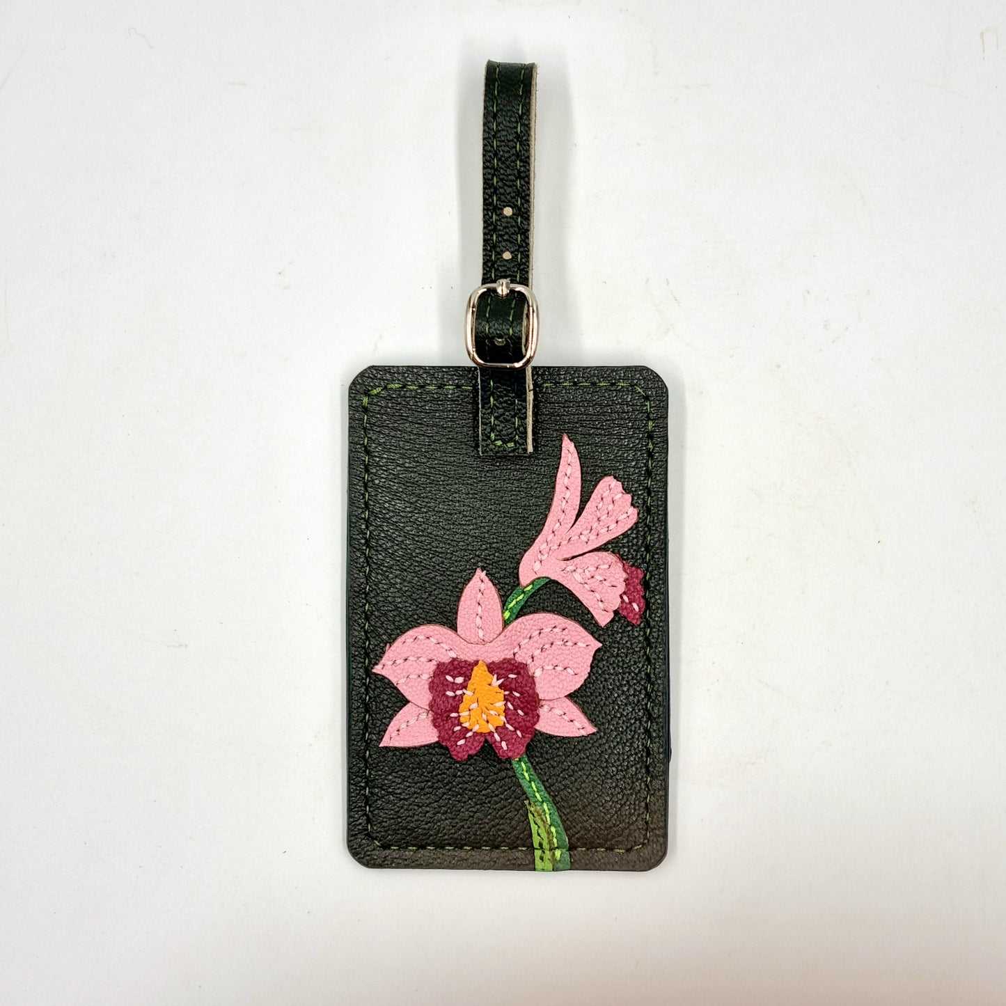 Studio Arkademie SG60 ORCHID BM Leather Luggage Tag, Deep Veridian