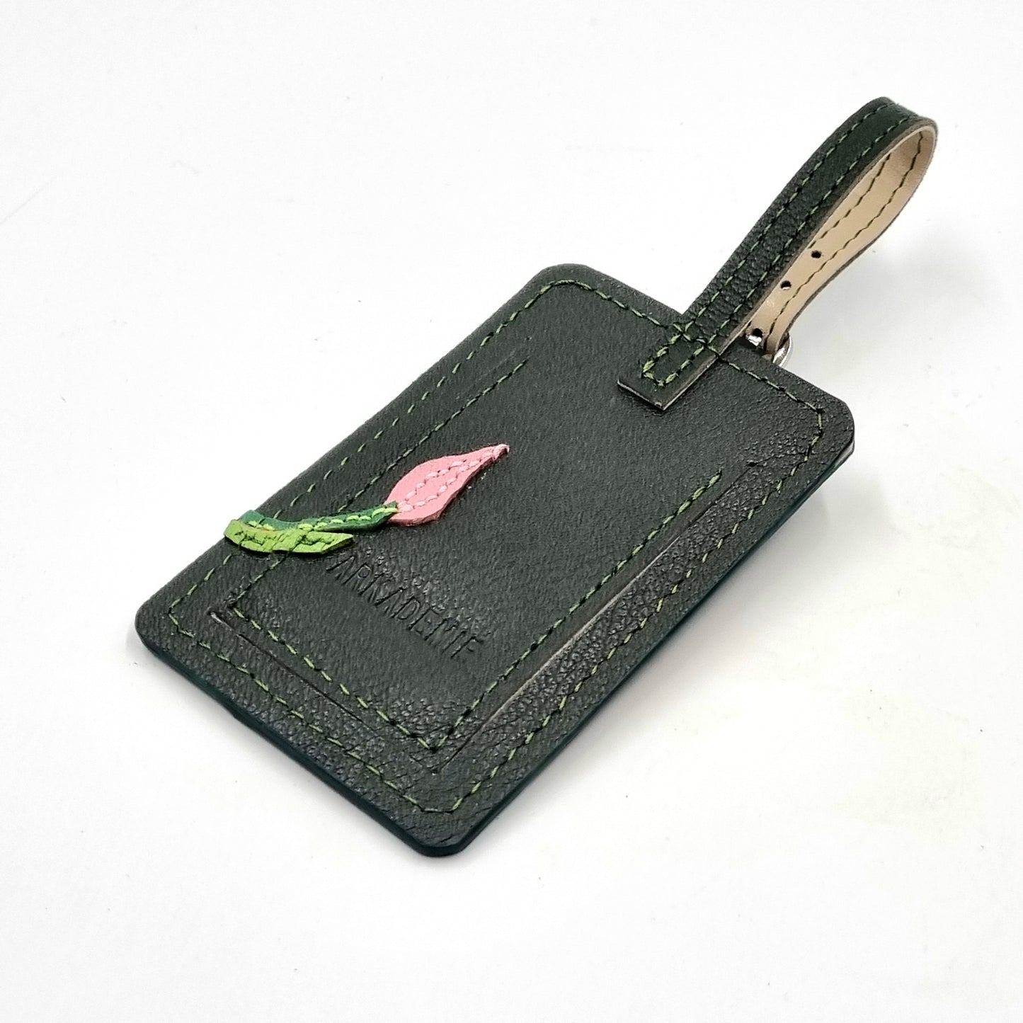 Studio Arkademie SG60 ORCHID BM Leather Luggage Tag, Deep Veridian