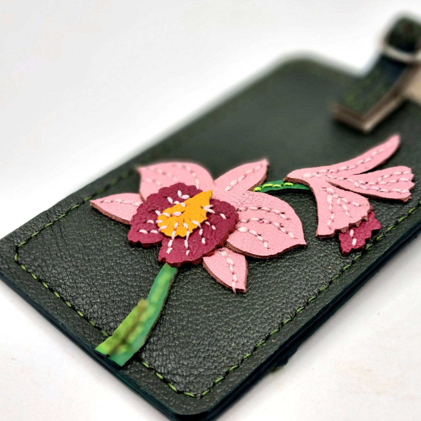 Studio Arkademie SG60 ORCHID BM Leather Luggage Tag, Deep Veridian