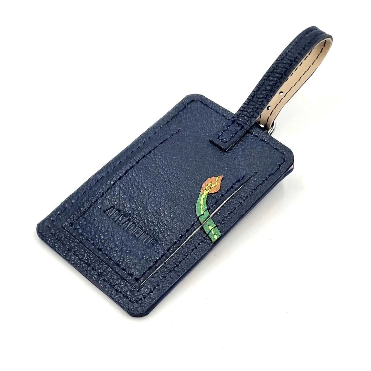 Studio Arkademie SG60 ORCHID GO Leather Luggage Tag, Navy Blue