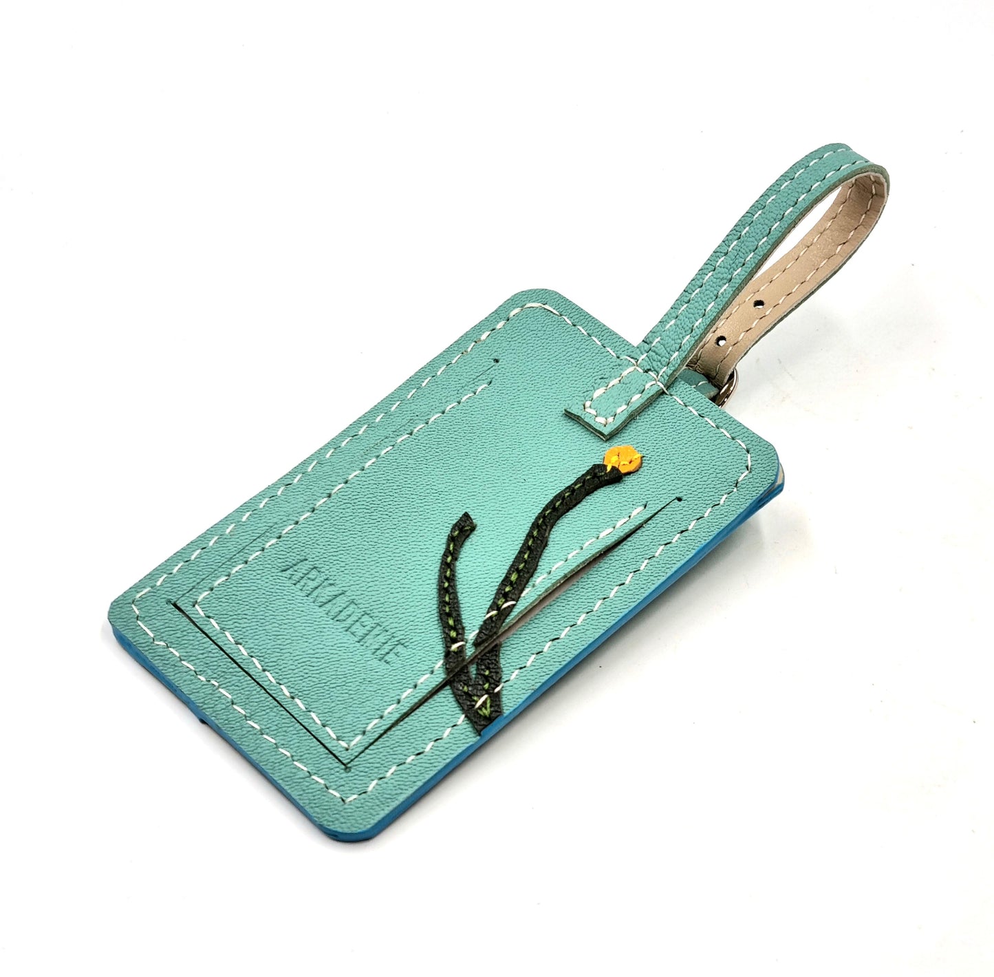 Studio Arkademie SG60 ORCHID GS Leather Luggage Tag, Turquoise